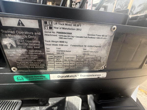 5.5 Tonne Hyster Forklift For Sale - Image 17
