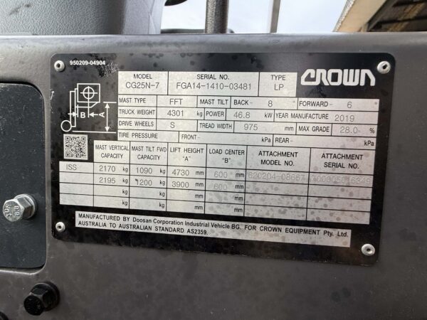 2.5 Tonne Crown Forklift For Sale - Image 20