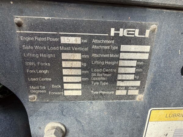 3.5 Tonne Heli Forklift For Sale - Image 18