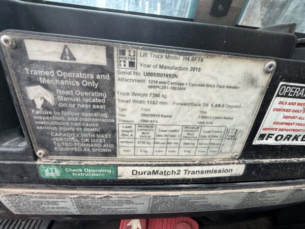 4 Tonne Hyster Forklift For Sale - Image 15