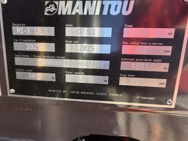 Brand New 1.8 Tonne Manitou Forklift For Sale/Hire - Image 4