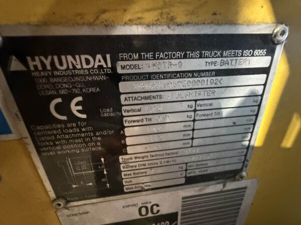1.5 Tonne Hyundai Electric Forklift For Sale - Image 13