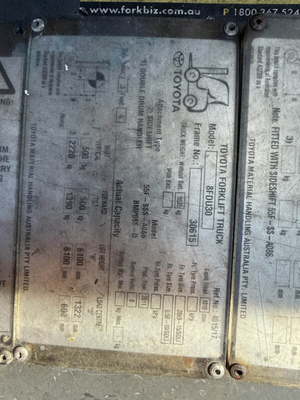 3 Tonne Toyota Diesel Forklift For Sale - Image 20